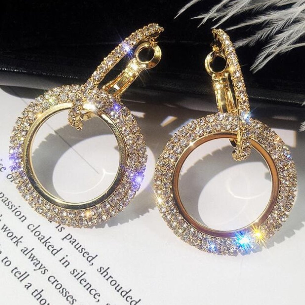 Earrings Women Circle Stud Shiny Bohemian Hoop Drop Cute Trendy Jewelry - Picture 3 of 9